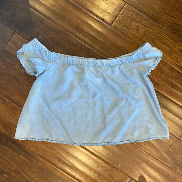 Guess off the shoulder denim crop top - Picture 1 of 5